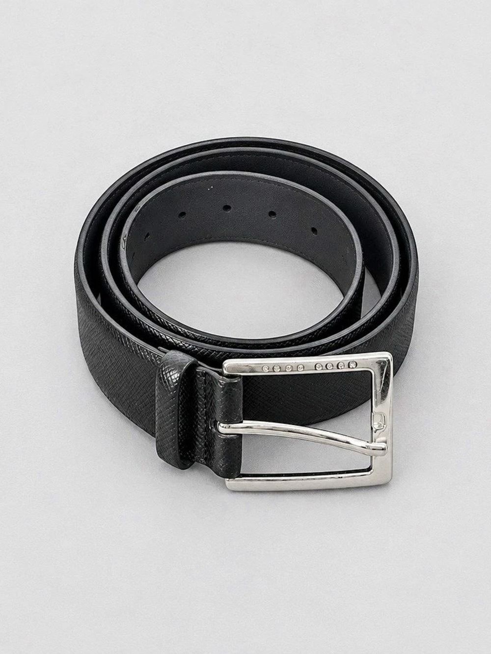Hugo Boss Saffiano Leather Belt with Logo Buckle Black